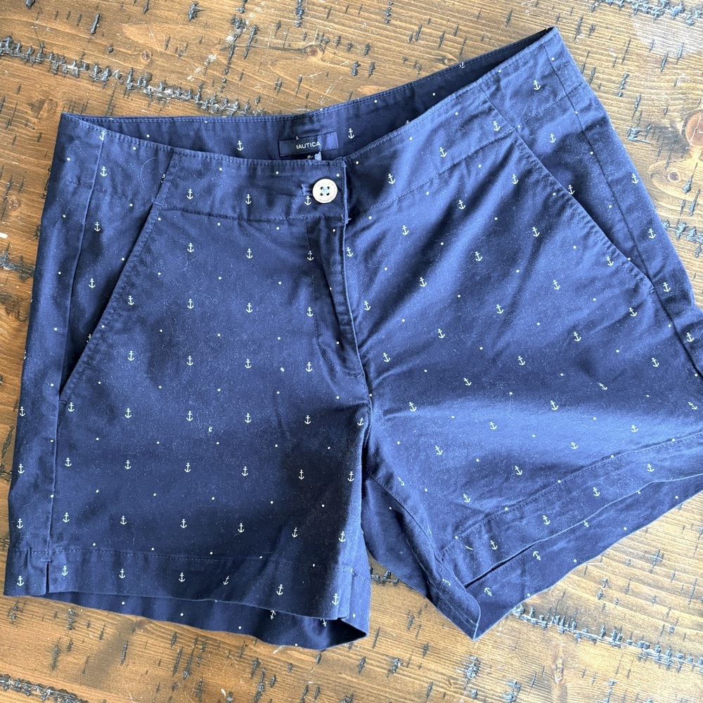 Nautica Women's Navy Blue Anchor Print Shorts